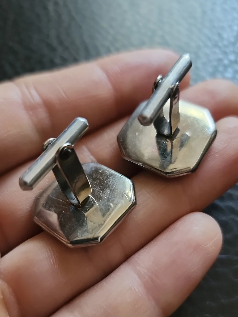 VTG Octagon Sterling & Mother-of-Pearl Cufflinks - Iridescent Shell